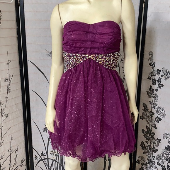 Speechless Dresses Speechless Magenta Glitter Rhinestone Dress